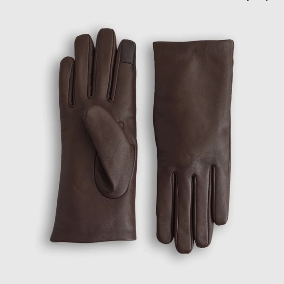 Quince Lamb Leather Cashmere Lined Gloves In Choclate - Picture 7 of 13